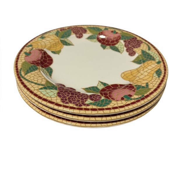 Pier 1 "Mosaic Fruit" dinner plates. Hand painted made in Italy - Picture 2 of 3